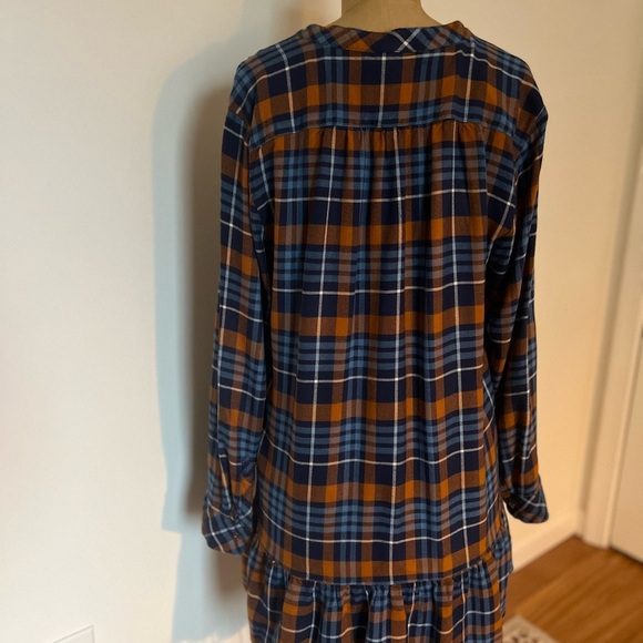 Matilda Jane Blue and Orange Plaid Button-Up Tunic Blouse with ruffle bottom - Picture 3 of 6